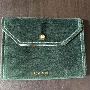 Sezane Green Velvet Wallet